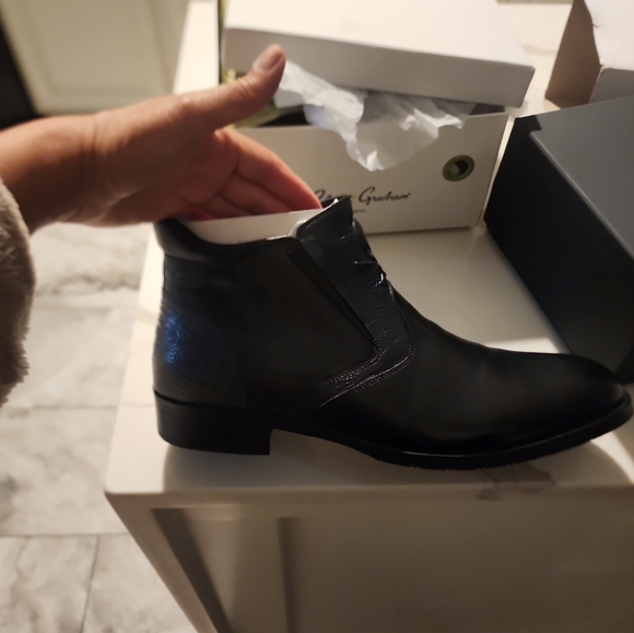 ROBERT GRAHM NWT IN BOX BLACK REAL LEATHER SKULL FRONT BOOTS SIZE 11.5 - Picture 4 of 14